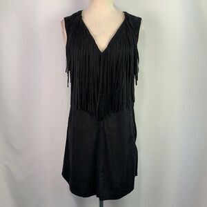 NWT Design Lab Lord & Taylor black with fringe mini dress